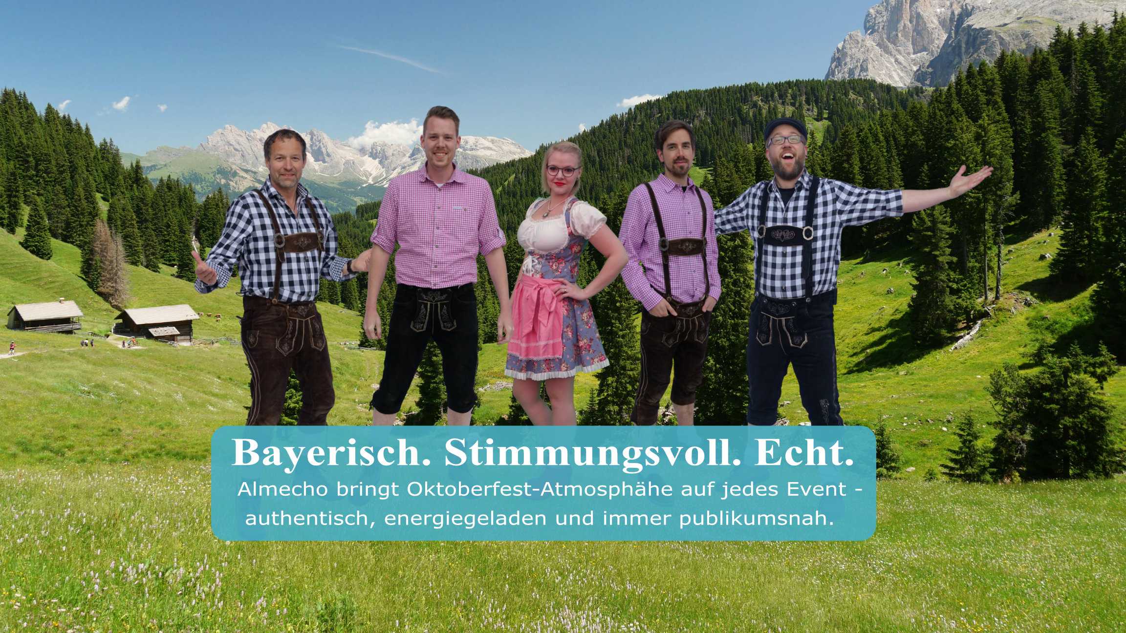 Die Band Almecho vor Bergpanorama